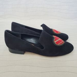 Michael Kors Womens Natasha Loafer Black Suede Slip On Shoes Heart Bead Sz 7 NEW